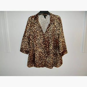 Lane Bryant Leopard Print Button Up Blouse Shirt